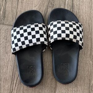 Kids Vans Black and White Checkered Slides